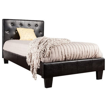 Furniture of America Kylen Faux Leather King Platform Bed in Black
