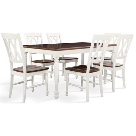 Crosley Furniture Shelby 7 Piece Wood Extendable Dining Set in Distressed White