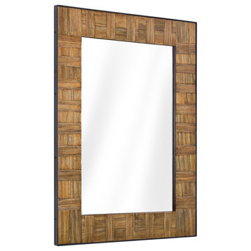 American Art Decor Rustic Wood and Metal Wall Mirror - 26.5" x 35.5"