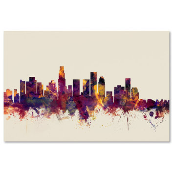 'Los Angeles, California Skyline' Canvas Art by Michael Tompsett
