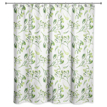 Watercolor Leaves Berries 3 71x74 Shower Curtain