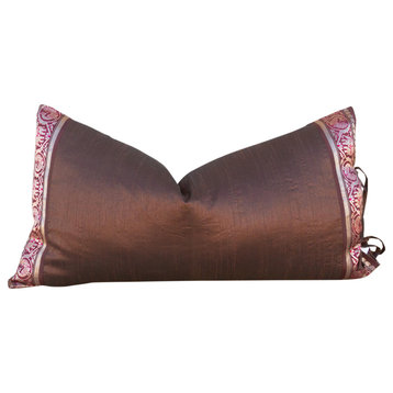Anisha Large Festive Indian Silk Queen Lumbar Pillow Cover, Lisha