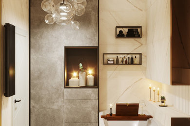 Ванная комната в современном стиле с элементами гламура.