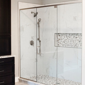 Master bathroom double shower with niche