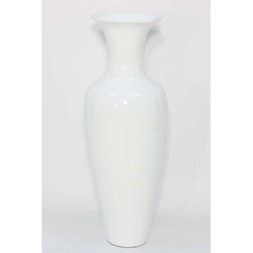Classic Lacquer White Bamboo Floor Vase, 36"
