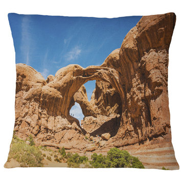 Double Arch in Arches National Park Landscape Photography Throw Pillow, 18"x18"