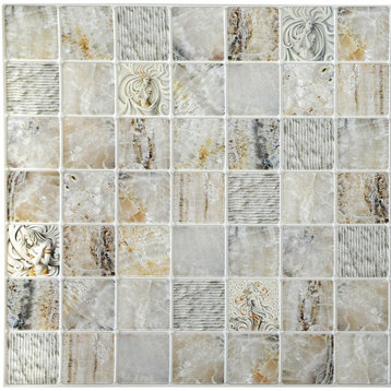 Venecian Marble in Squares 3D Wall Panels, Set of 10, Covers 51.2 Sq Ft