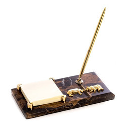 Stock Market Memo Pen and Pad Holder - Desk Accessories