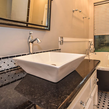 Houston Bathroom Remodel - Long & Narrow, Black & White