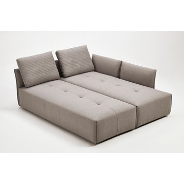 Divani Casa Polson Modern Modular Light Gray Fabric Sectional Sofa Bed