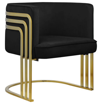 Rays Velvet Upholstered Accent Chair, Black
