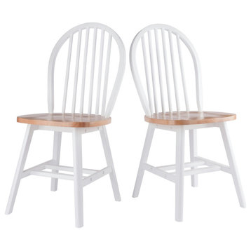 Windsor Set of 2 Chair Set, Natural And White
