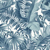 Alfresco Navy Palm Leaf Wallpaper, Bolt