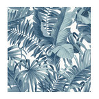 Alfresco Navy Palm Leaf Wallpaper Bolt