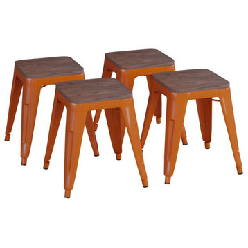 Flash Furniture Kai 4Pk Orange Stool-Wood Seat Et-Bt3503-18-Org-Wd-Gg