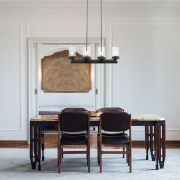 Williamsburg 6-Light Chandelier, Dark Bronze, Faux Wood Accent, Clear Glass Shad