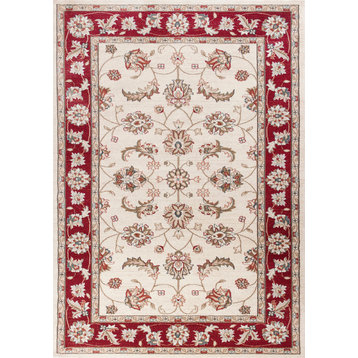 Avalon 5613 Ivory and Red Mahal Rug, 5'3"x7'7"