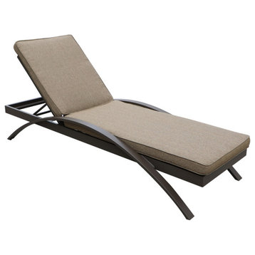Colorado Outdoor Brown Aluminum Adjustable Chaise Lounge With Cushions