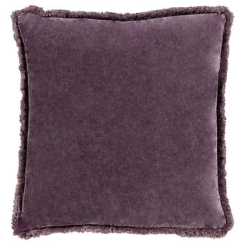 Washed Cotton Velvet WCV-001 Pillow Cover, Bright Purple, 18"x18"