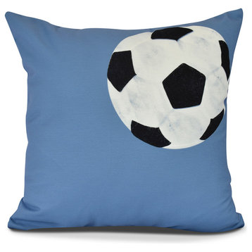 Soccer Ball, Geometric Print Pillow, Blue, 20" x 20"