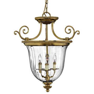 Traditional Three Light Chandelier in Burnished Brass Finish - Chandelier