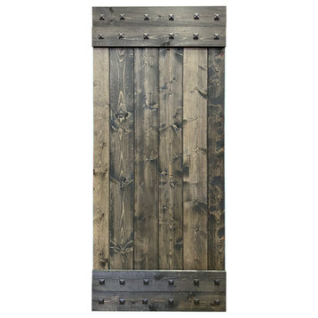 TMS 1 Panel Barn Door With Clavos, Espresso, 42"x84"