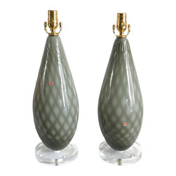 Empoli Grey Quilted Optic Pattern Lamps - Table Lamps