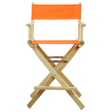 24" Director's Chair With Natural Frame, Tangerine Canvas