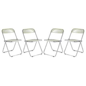 Leisuremod Lawrence Acrylic Folding Chair With Metal Frame, Set Of 4 Lf19A4