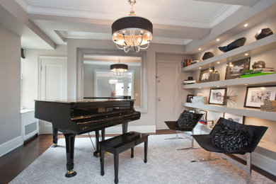 Inspiration for a transitional family room remodel in New York