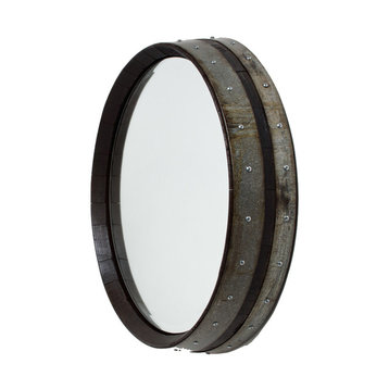 Dark Walnut Wine Barrel Mirror