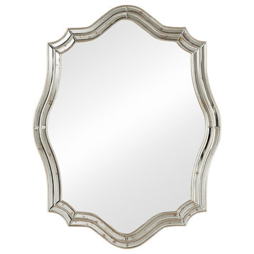 Delmore Art Deco Antique Silver Accent Wall Mirror
