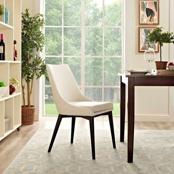 Modern Contemporary Urban Design Kitchen Room Dining Chair, Beige, Fabric Wood