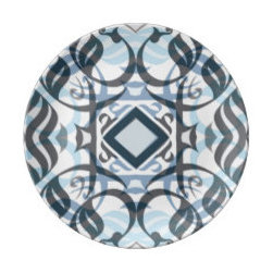 Blue Layered Calligraphic Plate - Dinner Plates