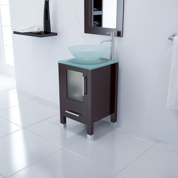 17.75" Soft Focus Single Vessel Sink Vanity - Glass