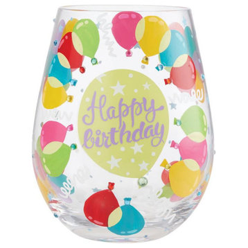"Balloons" Stemless Wine Glass by Lolita