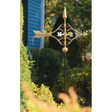Polished Copper Victorian Arrow Weathervane, Garden Pole