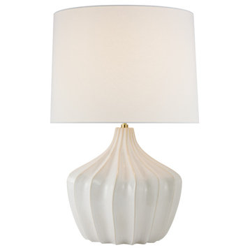 Sur Large Table Lamp in Washed Ivory with Linen Shade