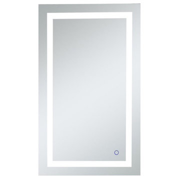 Pemberly Row 40" x 24" Hardwired LED Bathroom Mirror with Touch Sensor in Silver