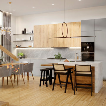 Kitchen & Living Room Rendering