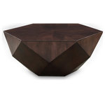 Meridian Furniture - Diamante Oak Veneer Coffee Table, Brown - Make this Diamante coffee table a focal point in your living room or den. This handsome table is artful by design, offering a beautiful look wherever you choose to use it. The expansive tabletop gives you loads of room for setting up a Monopoly board for family game night or resting a drink while you watch the big game. The table is made from Oak Veneer with a rich dark brown finish, lending it an ultra-modern look in your space. This diamond-shaped table is bound to cause a stir that's not lost on family, friends, and guests.