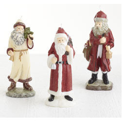 Old World Santa Candles - Set of 3 - New - Holiday Accents And Figurines