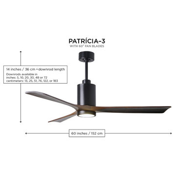 Patricia-3 60" Ceiling Fan, Polished Chrome/Matte Black