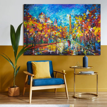 Colorful landscape painting "Evening in Paris"