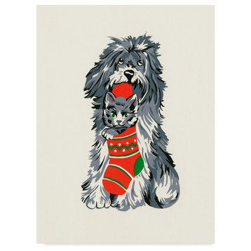Crockett Collection 'Dog Cat And Stocking' Canvas Art, 14"x19"