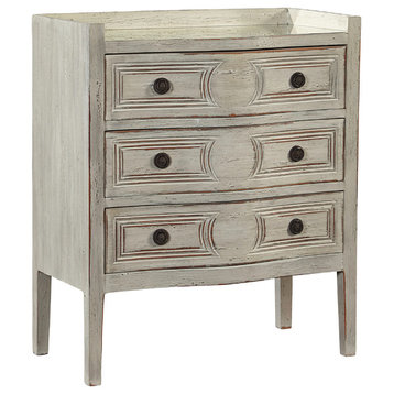 La Rochelle Small Scale 3-Drawer Chest with Antiqued Mirror Top