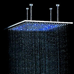 Contemporary 24 inch Stainless Steel Color Changing LED Light Shower Head - HS24 - Showerheads And Body Sprays