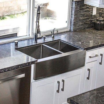 Dramatic white shaker kitchenin Newbury Park