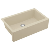 Karran Farmhouse/Apron-Front Quartz 34" Single Bowl Sink Kit, Bisque