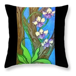 orchids in a tree - pillow - Decorative Pillows